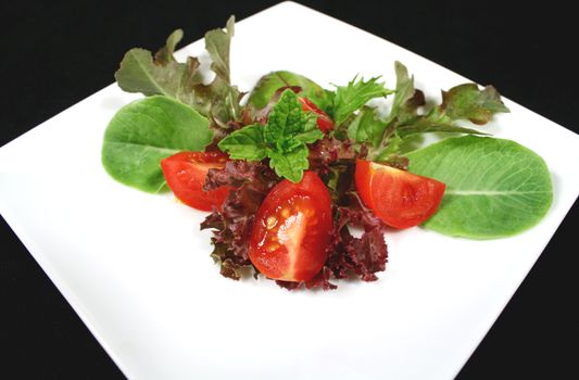Delicious fresh side salad with mint ready to serve.