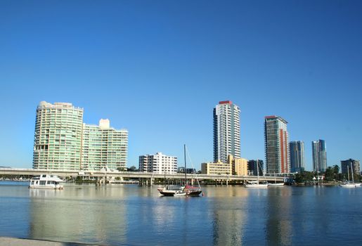 The Sundale Bridge at Southport Gold Coast Australia just after sunrise.