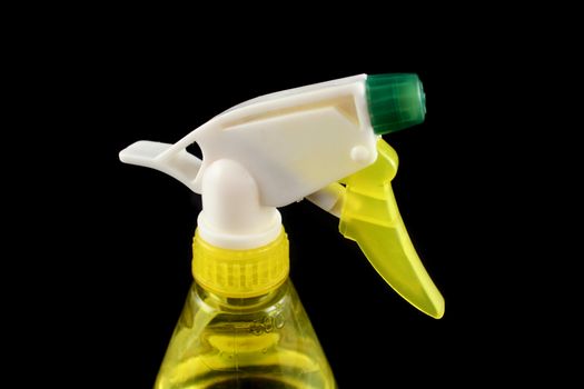 Plastic spray bottle used for spraying liquids.