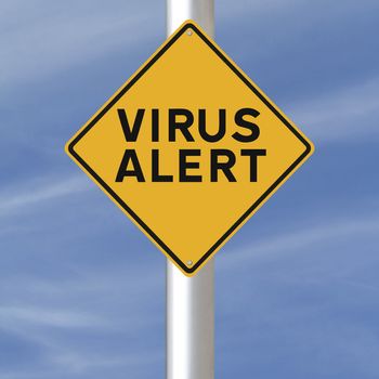 A conceptual road sign warning of a virus alert