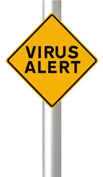 A conceptual road sign warning of a virus alert