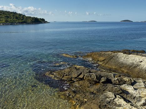 Beach in morning light in island Prvic, Croatia