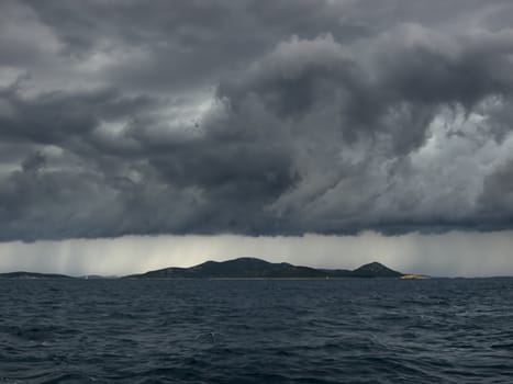 Storm over islands, Adriatic sea, Croatia   
