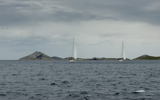 Sailing boats in Adriatic sea, Croatia 