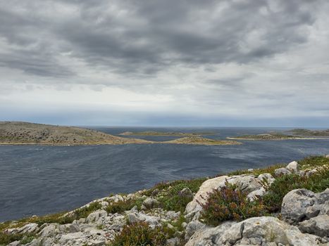 Cloudy and windy morning on island of Kornat, Opat place.