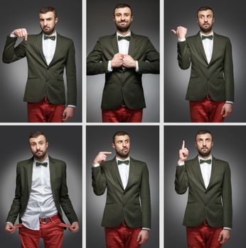 Collage of a young man with emotion