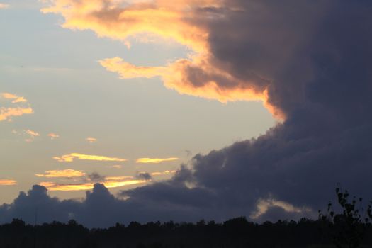 Dark clouds in the evening sky