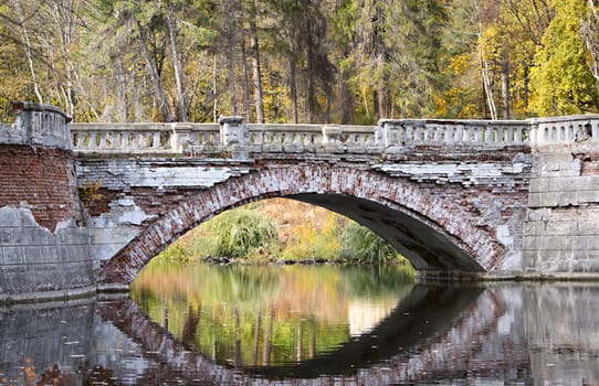 Big obsolete bridge over the river