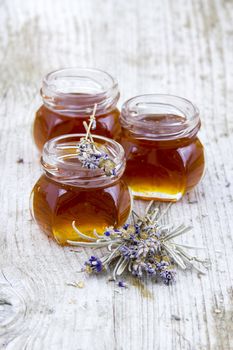 herbal honey with lavender flowers