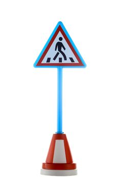 Pedestrian crossing road sign isolated on the white