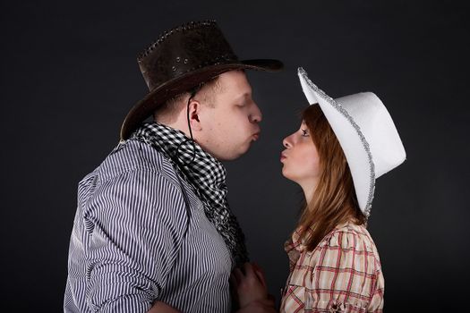 Young Lovely couple isolated on the white background