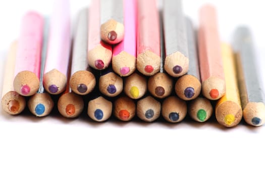 Some colored pencils isolated on the white background