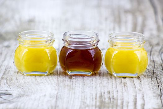 three jars of honey