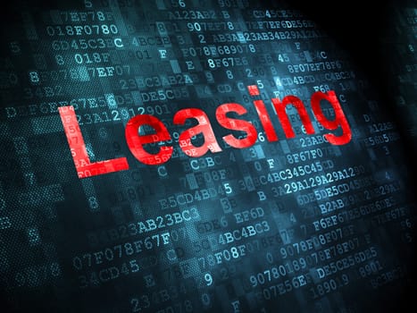Business concept: pixelated words Leasing on digital background, 3d render