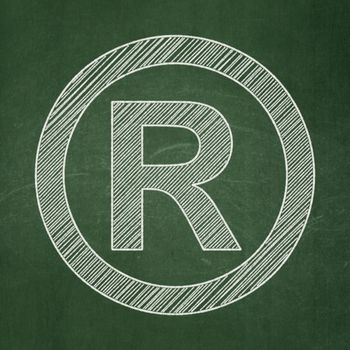 Law concept: Registered icon on Green chalkboard background, 3d render