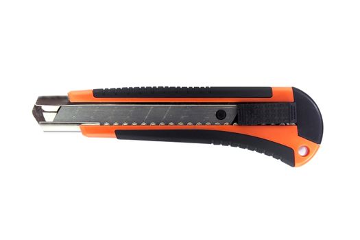 orange stationery knife isolated on white background (with clipping work path)