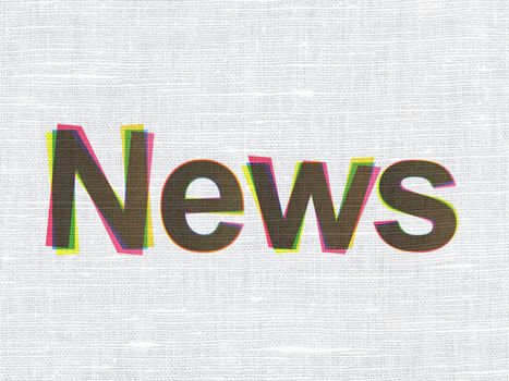 News concept: CMYK News on linen fabric texture background, 3d render