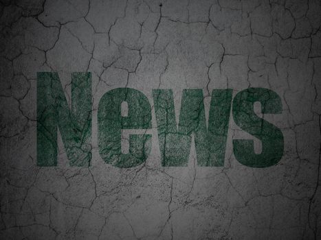 News concept: Green News on grunge textured concrete wall background, 3d render