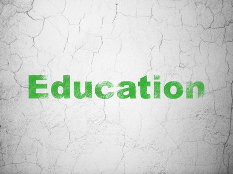 Education concept: Green Education on textured concrete wall background, 3d render