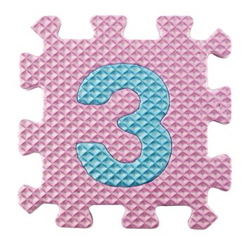 Number Three, Alphabet puzzle isloated on white background , with clipping path.
