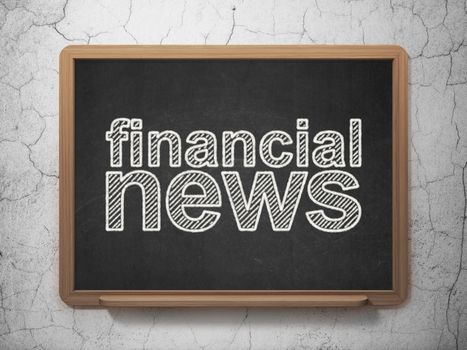 News concept: text Financial News on Black chalkboard on grunge wall background, 3d render