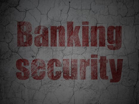 Security concept: Red Banking Security on grunge textured concrete wall background, 3d render