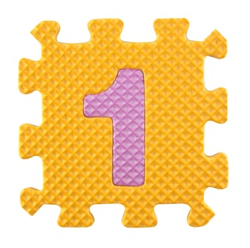 Number One, Alphabet puzzle isloated on white background , with clipping path.