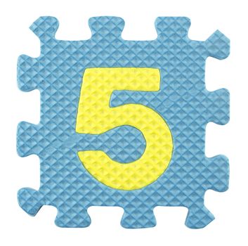 Number Five, Alphabet puzzle isloated on white background , with clipping path.