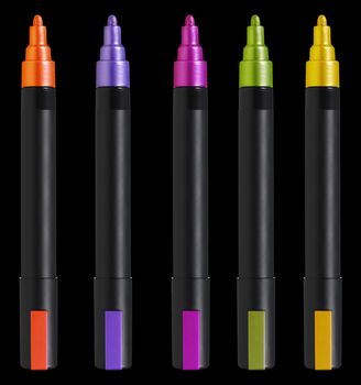 Colorful text highlighter pens, (with clipping work path)