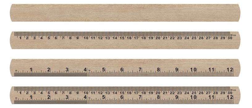 wood ruler isolated over a white background (with clipping work path)