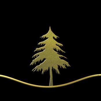 elegant Christmas card, gold fir black background with blank space for writing