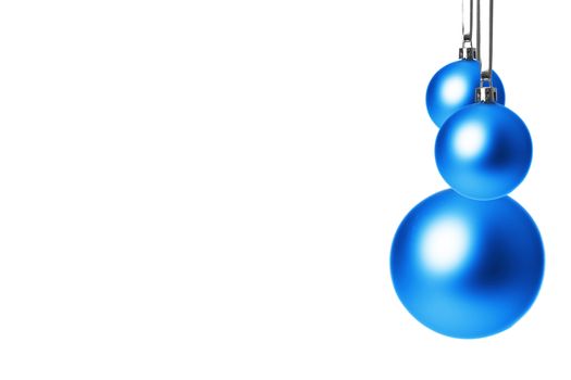 blue christmas balls isolated with white background 