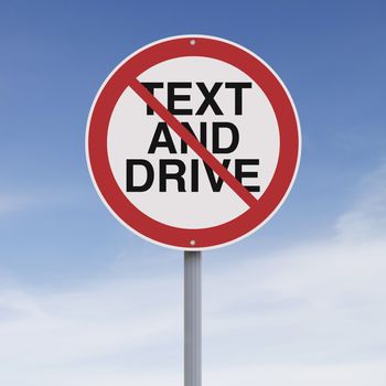 Modified road warning sign on texting and driving