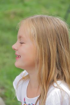 Portrait of beautiful girl with blue eyes