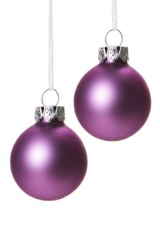 pink christmas balls isolated with white background 