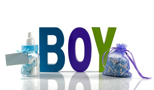 new born baby card with sweet and bottle and candy