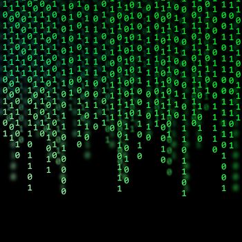 Abstract Green Binary Code on black background
