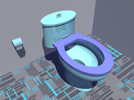 Close up on nice colorful restroom with toilet