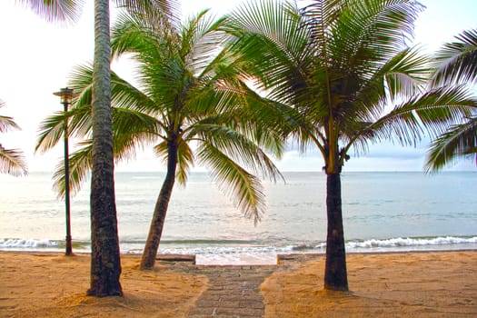 Way to sea on embankment of tourist resort in Vietnam