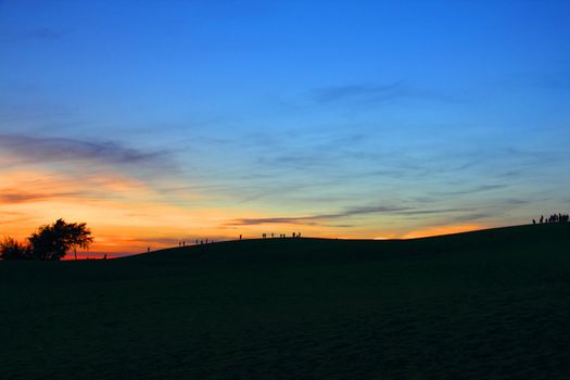 Spectacular sunset over the sand desert