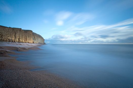 West Bay and Burton Bradstock Cliffs on the south English coast in Dorset