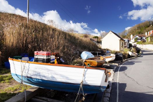 Idyllic Lulworth Cove famous UK landmark coastline