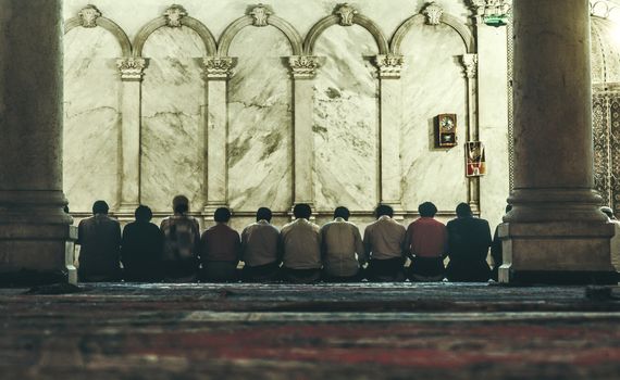 Back in 1997. The Omayyad Mosque perfectly illuminated at night, people praying