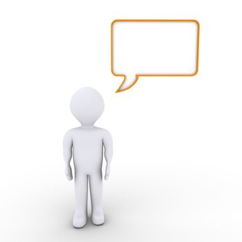 One blank 3d speech bubble over a person