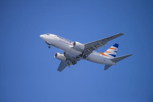 Boeing 737-700, Smart Wings, Czech republic. The pictures of the planes are shot very close an airport just before landing. September 2013.