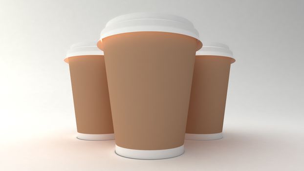 Coffee cups on white background.