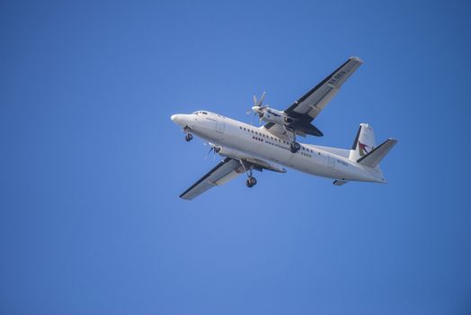 Minoan air, Greek, Fokker f50. The pictures of the planes are shot very close an airport just before landing. September 2013.