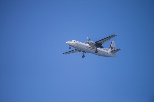 Minoan air, Greek, Fokker f50. The pictures of the planes are shot very close an airport just before landing. September 2013.