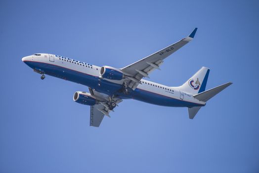 Orenair Russia, Boeing 737-800. The pictures of the planes are shot very close an airport just before landing. September 2013.