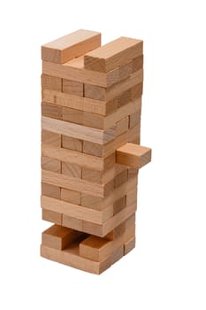 Game of Jenga on a white background